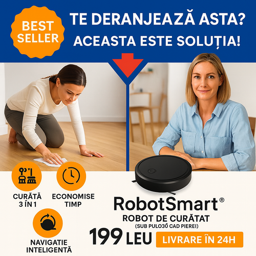 RobotSmart® - Robot de Curățenie | Curăță, Aspiră și Lustruieste Casa Ta Fără Efort (LICHIDARE DE STOC)