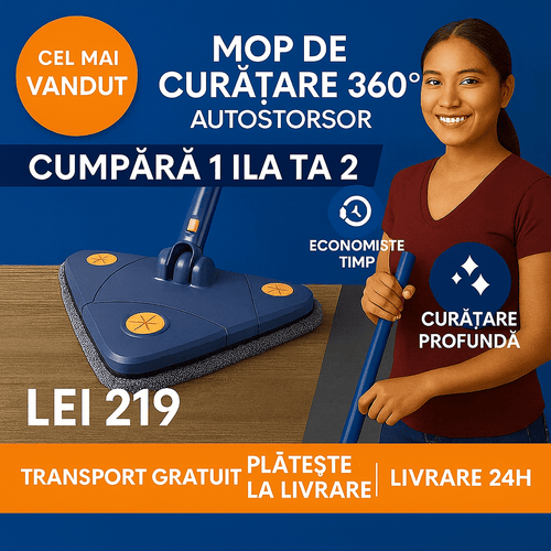 [CUMPĂRĂ 1 ȘI PRIMEȘTI 2] SuperMop® – Mop 360º cu stoarcere automată + Kit de rezerve GRATUIT (LICHIDARE DE STOC PENTRU ÎNCHIDERE)