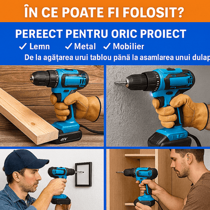 Bormașină cu percuție + Kit complet  inclus GRATUIT! 🎁 (LICHIDARE DE STOC PENTRU ÎNCHIDERE)