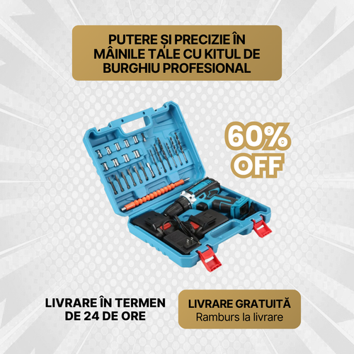 Bormașină cu Percuție cu Set de Accesorii + Polizor Cadou (Doar pentru Primii 100 de Cumpărători)