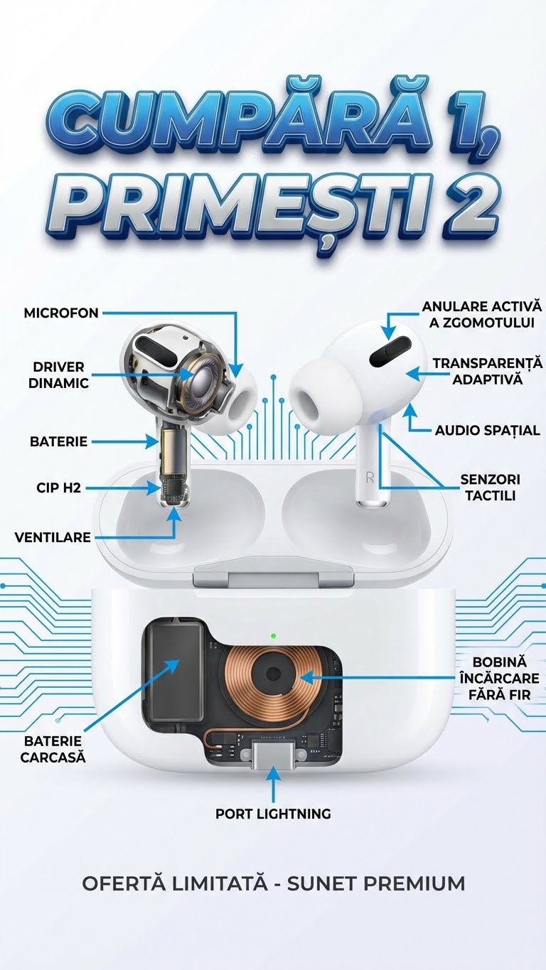 [Cumpără 1 și Primești 2] Căști Wireless Generația a 2-a